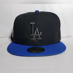 LA Dodgers New Era 59Fifty Fitted Hat 2Tone Black/Blue 24 World Series SP Size 8